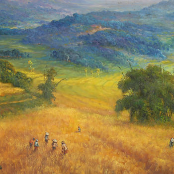 Painting titled "Harvest" by Lia Nursalim, Original Artwork, Oil