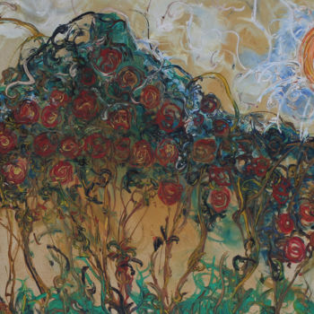 Ζωγραφική με τίτλο "Flowers" από Lia Nursalim, Αυθεντικά έργα τέχνης, Λάδι