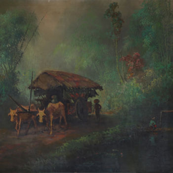 Pittura intitolato "Bamboo Forest" da Lia Nursalim, Opera d'arte originale, Olio