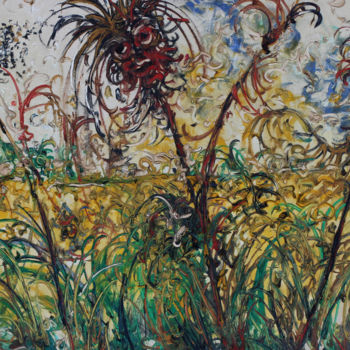 Pintura intitulada "Field" por Lia Nursalim, Obras de arte originais, Óleo