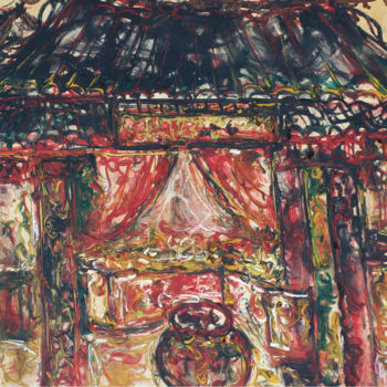 Pittura intitolato "Temple" da Lia Nursalim, Opera d'arte originale, Olio