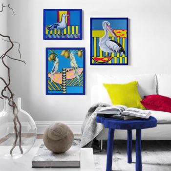 Malerei mit dem Titel "Triptych " A blue p…" von Yulia Bukharovskaya, Original-Kunstwerk, Öl