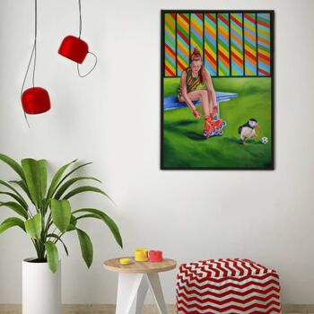 Painting titled "Roller blades with…" by Yulia Bukharovskaya, Original Artwork, Oil