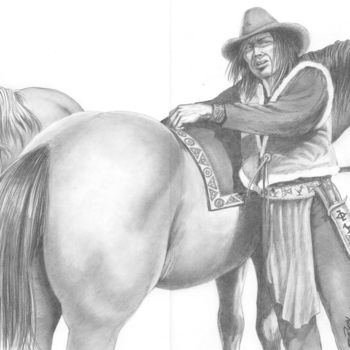 Drawing titled "Apache mezcalero" by El Rudy, Original Artwork, Pencil
