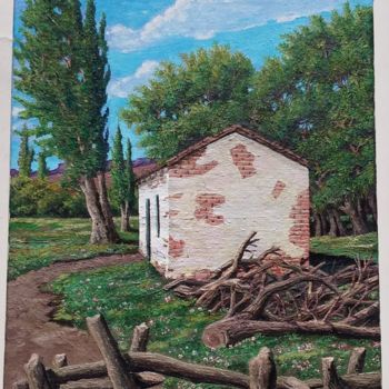 Painting titled "Rancho sureño" by El Rudy, Original Artwork, Oil