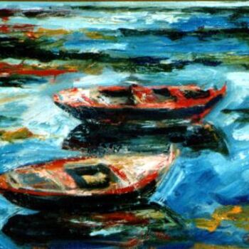 Pintura titulada "Barcas Pescadores V" por Frank Gaitan, Obra de arte original
