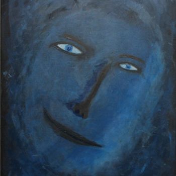 Painting titled "Visage bleu" by Liberyl, Original Artwork