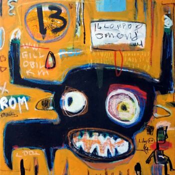 Painting titled "C'est moi le Boss !" by Liby Lougué, Original Artwork, Acrylic Mounted on Wood Stretcher frame