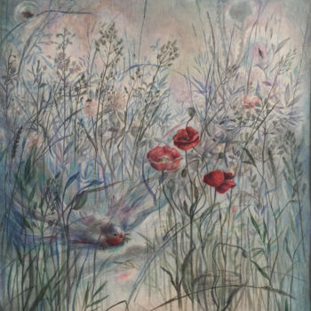 Dibujo titulada "Sommer" por Anna Andropova, Obra de arte original, Conté Montado en Otro panel rígido
