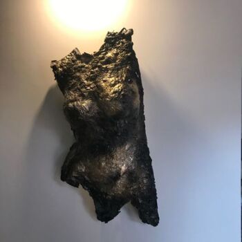 Sculpture titled "Torso Gold Black" by Licia Trobia, Original Artwork, Metals