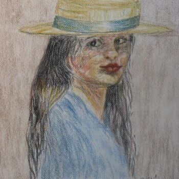 Pintura intitulada "Menina do chapéu am…" por Licínia Portugal, Obras de arte originais