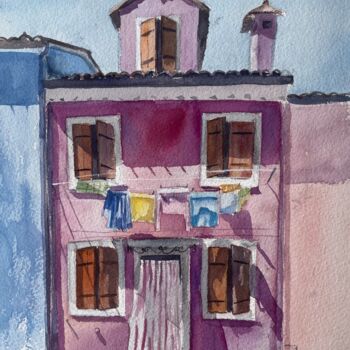 Schilderij getiteld "House in Venice" door Lida Khomyakova (Artelida), Origineel Kunstwerk, Aquarel