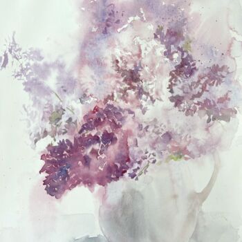 Pittura intitolato "Bouquet of lilac" da Lida Khomyakova (Artelida), Opera d'arte originale, Acquarello