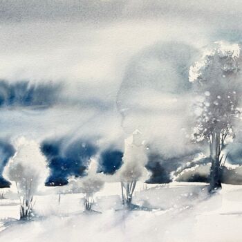 Painting titled "Magical winter" by Lida Khomyakova (Artelida), Original Artwork, Watercolor