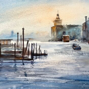 Картина под названием "Evening in Venice" - Lida Khomyakova (Artelida), Подлинное произведение искусства, Акварель