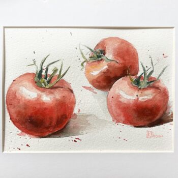 Peinture intitulée "Tomatoes" par Lida Khomyakova (Artelida), Œuvre d'art originale, Aquarelle