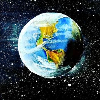 Картина под названием "Планета" - Артем Гаценко, Подлинное произведение искусства, Акрил Установлен на Деревянная рама для н…