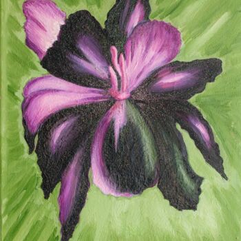 Painting titled "Black Iris" by Lidi Fon Rid, Original Artwork, Oil