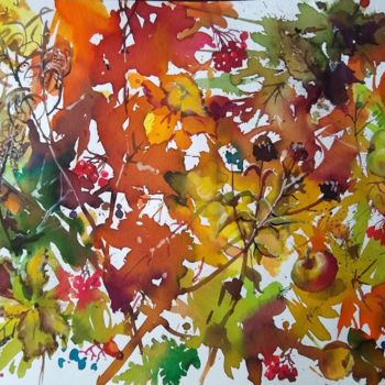 Painting titled "Herbst1" by Lidia Epshtein, Original Artwork, Watercolor