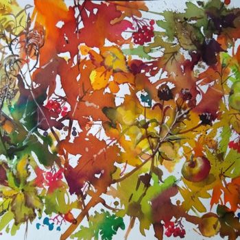 Peinture intitulée "Herbst1" par Lidia Epshtein, Œuvre d'art originale, Aquarelle