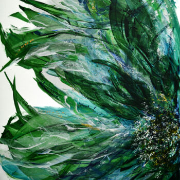 Peinture intitulée "Zielony kwiat" par Lidia Sieczkowska, Œuvre d'art originale, Acrylique