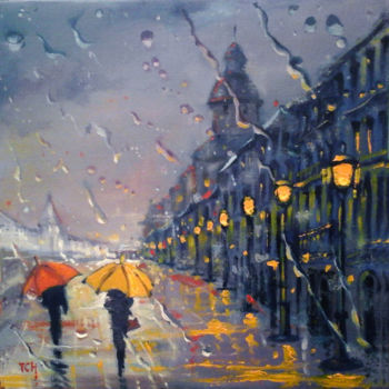 "Piove in città" başlıklı Tablo Lidia Tchoumakova tarafından, Orijinal sanat, Petrol