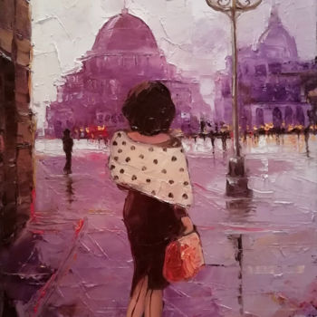 Painting titled "Una nuova piazza" by Lidia Tchoumakova, Original Artwork, Oil