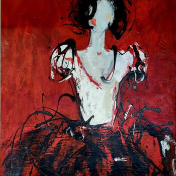Peinture intitulée "RED BALLERINA" par Lidia Zadeh Petrescu, Œuvre d'art originale, Acrylique