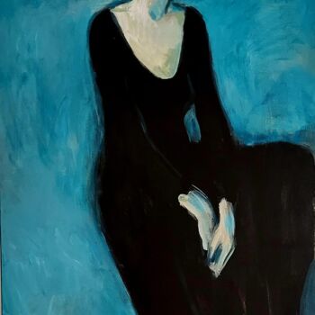 Painting titled "BLUE WOMAN" by Lidia Zadeh Petrescu, Original Artwork, Acrylic