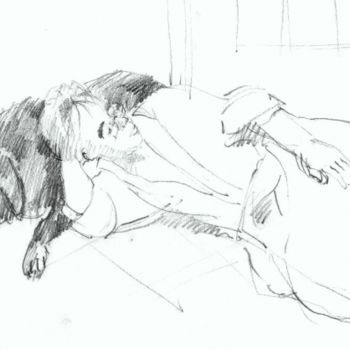Desenho intitulada "Régeant se reposant…" por Lyria, Obras de arte originais