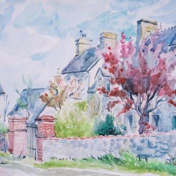 Pintura intitulada "Maisons à Reignevil…" por Lyria, Obras de arte originais
