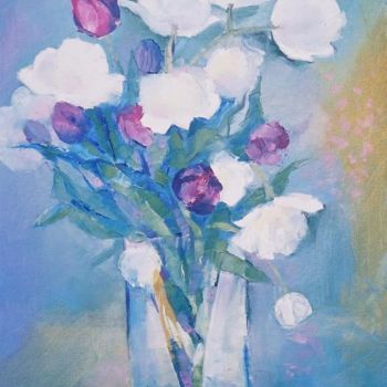 Painting titled "Tulipes Blanches" by Lyria, Original Artwork, Oil