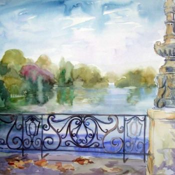 Peinture intitulée "Au bord du lac- Eng…" par Lyria, Œuvre d'art originale