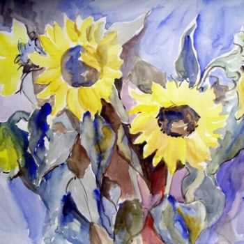Malerei mit dem Titel "Fleurs du soleil" von Lyria, Original-Kunstwerk