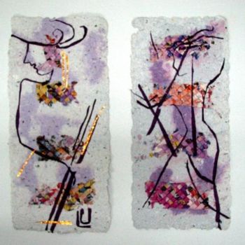 Art textile intitulée "Figures" par Lyria, Œuvre d'art originale