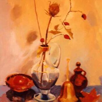 Painting titled "Nature morte" by Lyria, Original Artwork, Oil