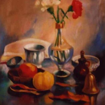 Painting titled "Nature morte" by Lyria, Original Artwork, Oil