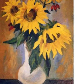 Painting titled "Tournesol" by Lyria, Original Artwork, Oil