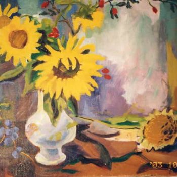 Painting titled "Tournesol3" by Lyria, Original Artwork, Oil