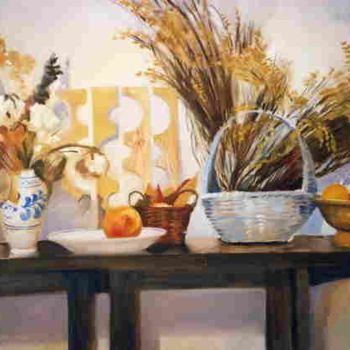 Painting titled "Nature morte" by Lyria, Original Artwork, Oil