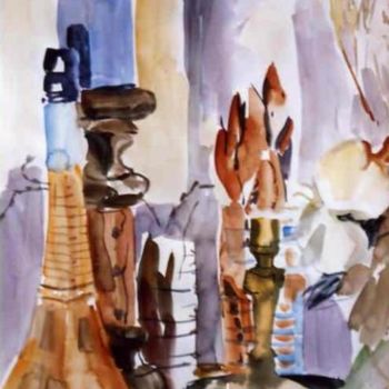 Peinture intitulée "La bouteille de cog…" par Lyria, Œuvre d'art originale, Huile