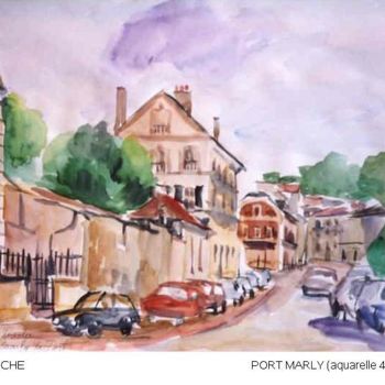 Painting titled "Rue à Port Marly" by Lyria, Original Artwork, Oil