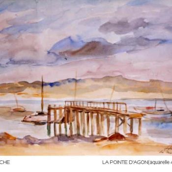 Painting titled "La pointe d'Agon" by Lyria, Original Artwork, Oil