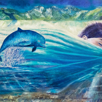 Pittura intitolato "The Return in blue" da Lidia Gajek, Opera d'arte originale, Olio
