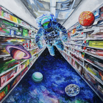 Painting titled "TheAstronaut escape…" by Lidia Gajek, Original Artwork, Acrylic