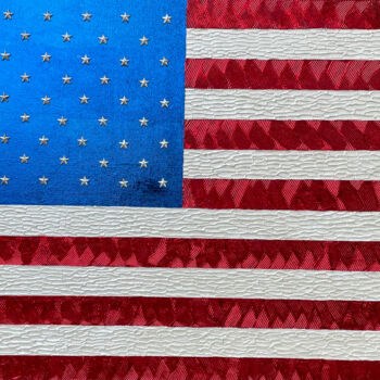Painting titled "American Flag" by Lidiia Isakova, Original Artwork, Acrylic Mounted on Wood Stretcher frame