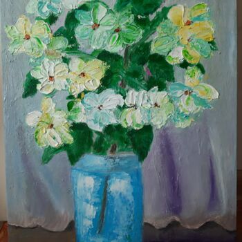 Pintura intitulada "JASMINE FLOWER PAIN…" por Lidiia Sazonova, Obras de arte originais, Óleo