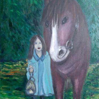 Painting titled "guardian of the for…" by Lidiia Sazonova, Original Artwork, Oil