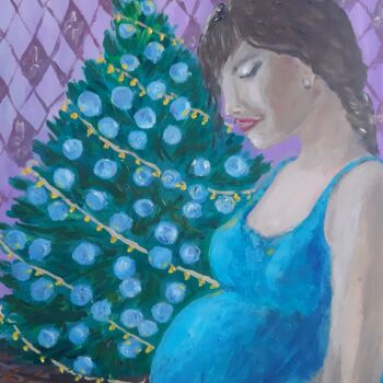 Картина под названием "christmas illustrat…" - Lidiia Sazonova, Подлинное произведение искусства, Масло