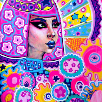 Painting titled "Cleopatre" by Lidye, Original Artwork, Acrylic
